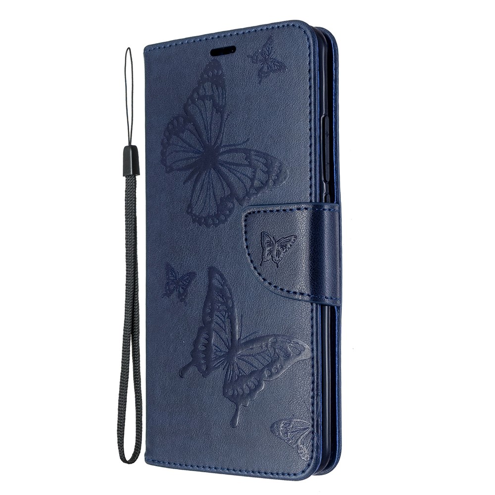 Imprint Butterfly Magnetic Leather Stand Case for Xiaomi Mi CC9 Pro / Mi Note 10 / Mi Note 10 Pro - Blue-2