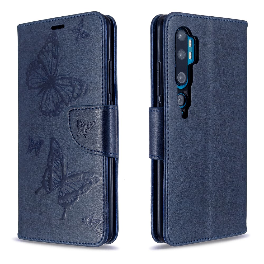Imprint Butterfly Magnetic Leather Stand Case for Xiaomi Mi CC9 Pro / Mi Note 10 / Mi Note 10 Pro - Blue-4