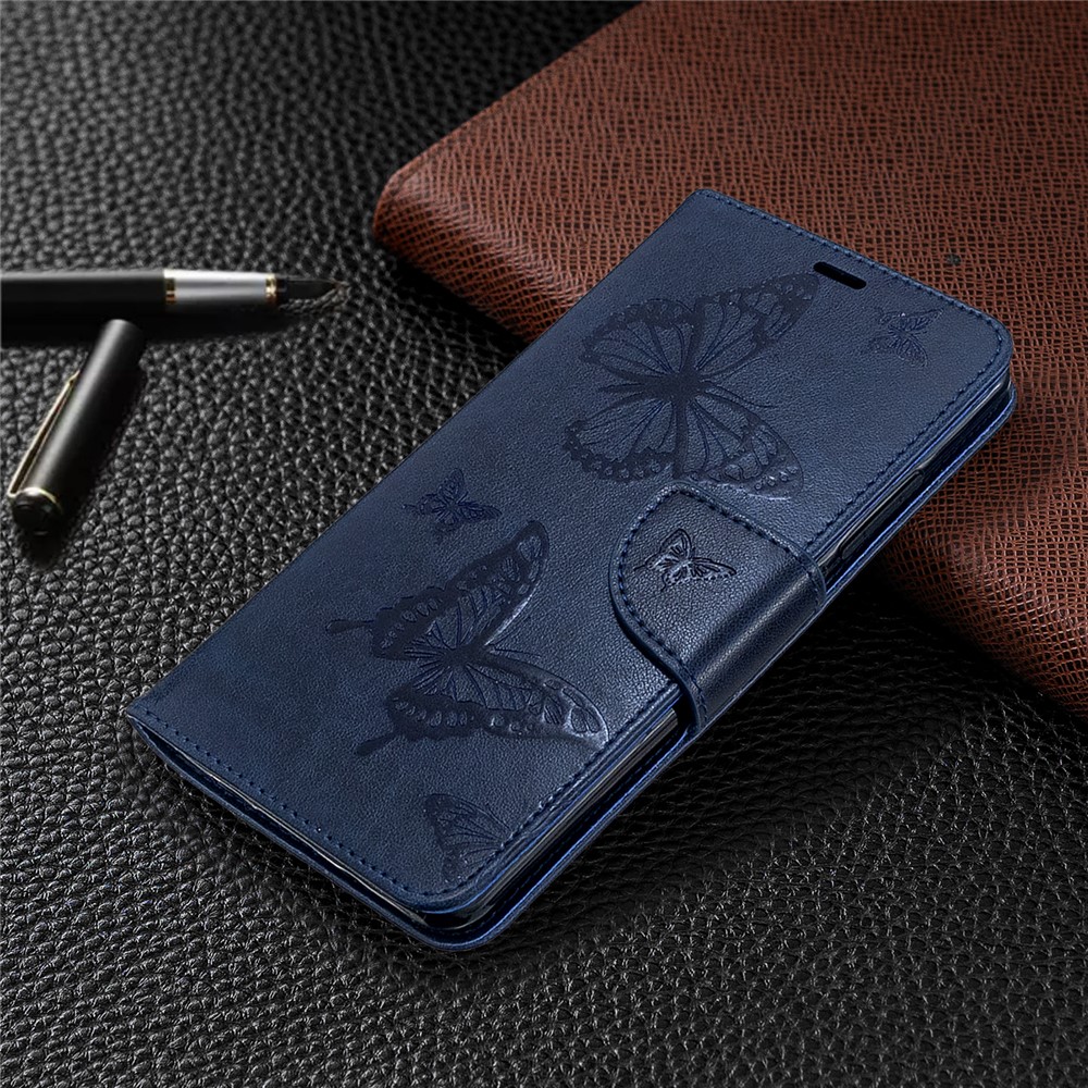 Imprint Butterfly Magnetic Leather Stand Case for Xiaomi Mi CC9 Pro / Mi Note 10 / Mi Note 10 Pro - Blue-7