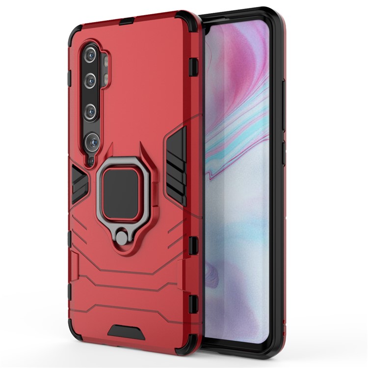 Arrefecer Anel Titular Guarda Kickstand Caso Híbrido PC TPU Para Xiaomi Mi CC9 PRO / Nota Mi 10 / Nota Mi 10 Pro - Vermelho-2