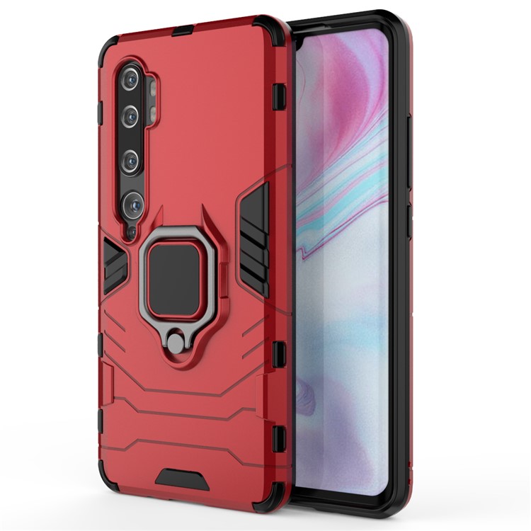 Держатель Кольца Cool Guard Kickstand PC TPU Гибридный Корпус Для Xiaomi Mi CC9 Pro/Mi Примечание 10/Mi Примечание 10 Pro - Красный