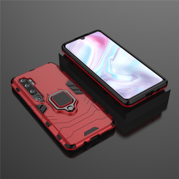 Cool Guard Ring Holder Kickstand PC TPU Hybrid Case Para Xiaomi Mi CC9 Pro/Mi Nota 10/Mi Nota 10 Pro - Rojo