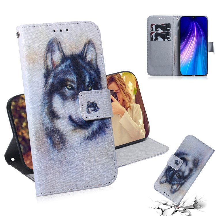 Padrão De Capa De Couro Suporte De Impressão Carteira Para Xiaomi Redmi Nota T8 - Rouco-1