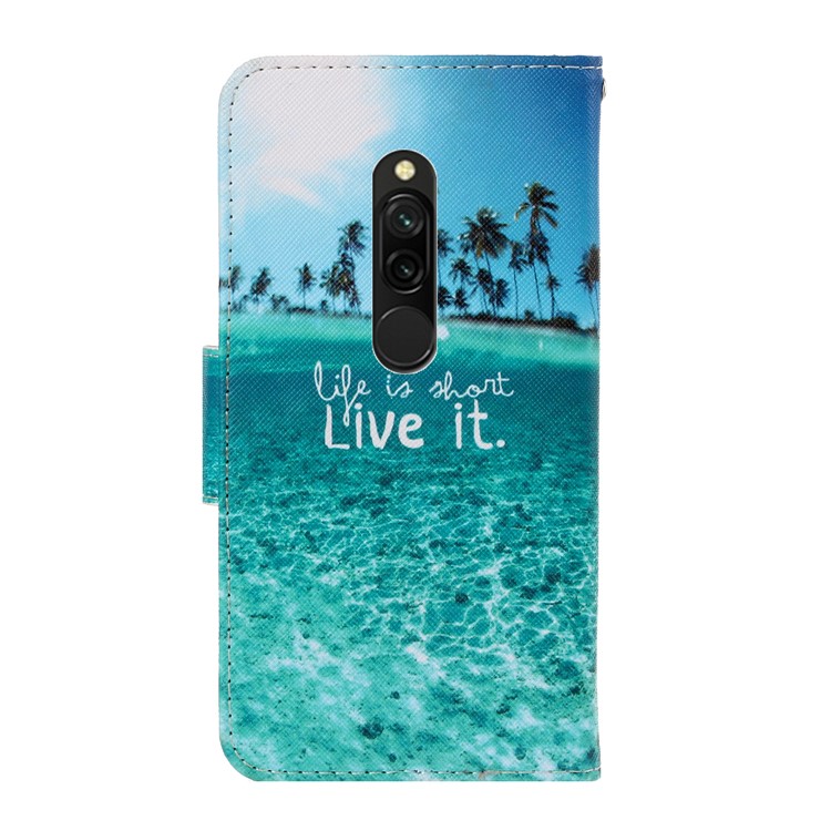Pattern Printing Magnetic Leather Stand Case for Xiaomi Redmi 8 - English Characters-2