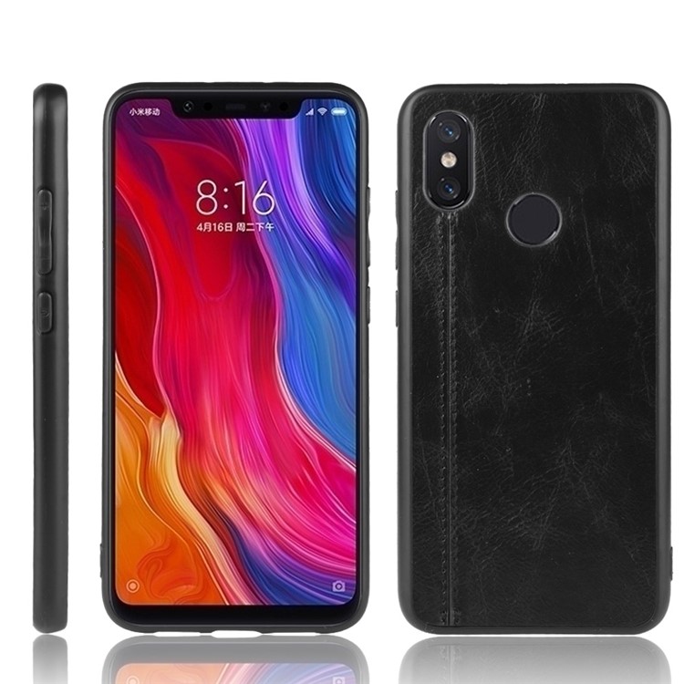 Leather Coated PC + TPU Combo Protective Cover for Xiaomi Mi 8 SE (5.88-inch) - Black-1