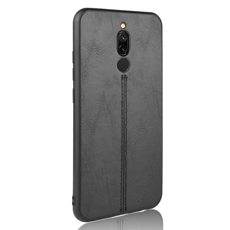 Кожаный PC + TPU Combo Case Shell Shell Для Xiaomi Redmi 8 - Черный