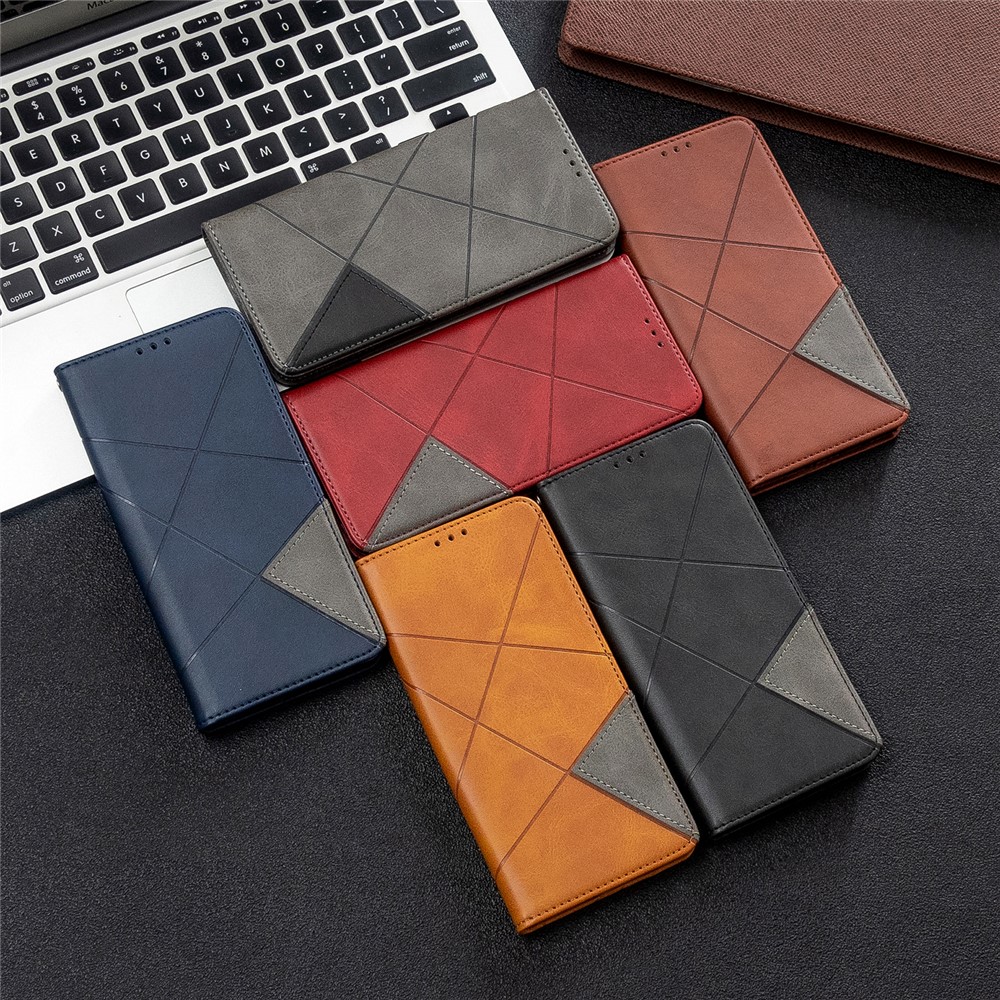 Estuche de Cuero de Patrón Geométrico Con Ranuras Para Tarjetas Para Xiaomi Mi CC9 Pro / Mi Nota 10 / Mi Nota 10 Pro - Negro