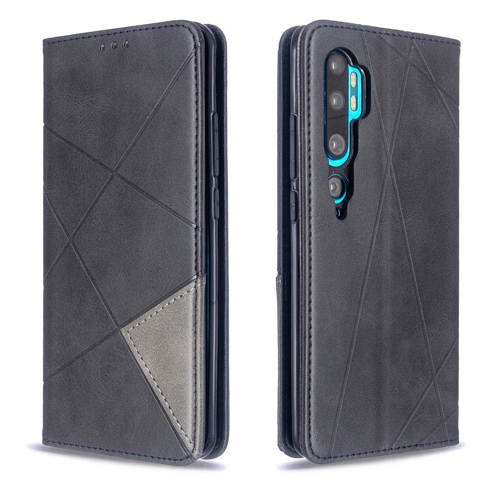 Custodia in Pelle Geometrica Con Slot di Carta Per Xiaomi Mi CC9 Pro / mi Note 10 / Mi Note 10 Pro - Nero