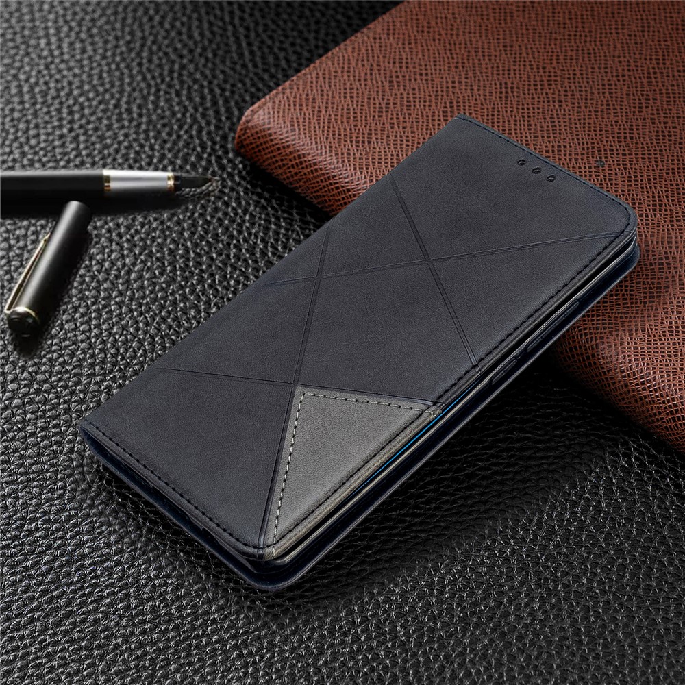 Estuche de Cuero de Patrón Geométrico Con Ranuras Para Tarjetas Para Xiaomi Mi CC9 Pro / Mi Nota 10 / Mi Nota 10 Pro - Negro