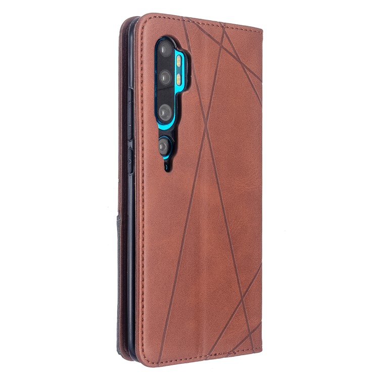 Geometric Pattern Leather Stand Case with Card Slots for Xiaomi Mi CC9 Pro / Mi Note 10 / Mi Note 10 Pro - Coffee-3