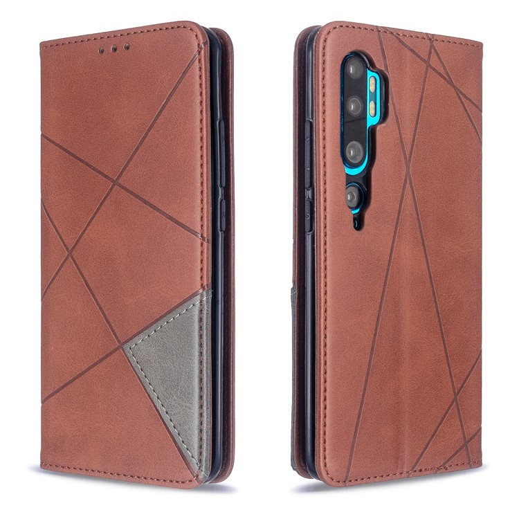 Geometric Pattern Leather Stand Case with Card Slots for Xiaomi Mi CC9 Pro / Mi Note 10 / Mi Note 10 Pro - Coffee-4