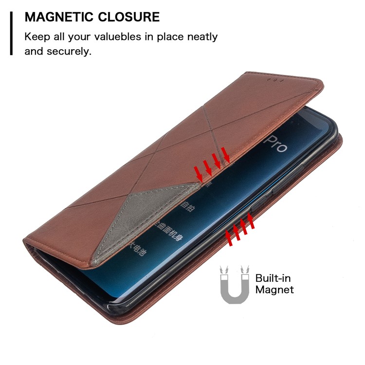 Geometric Pattern Leather Stand Case with Card Slots for Xiaomi Mi CC9 Pro / Mi Note 10 / Mi Note 10 Pro - Coffee-6