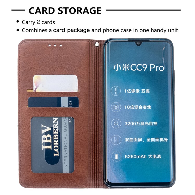 Geometric Pattern Leather Stand Case with Card Slots for Xiaomi Mi CC9 Pro / Mi Note 10 / Mi Note 10 Pro - Coffee-7
