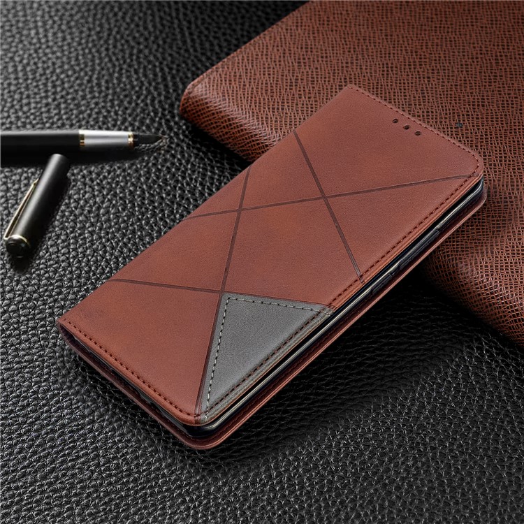 Geometric Pattern Leather Stand Case with Card Slots for Xiaomi Mi CC9 Pro / Mi Note 10 / Mi Note 10 Pro - Coffee-8