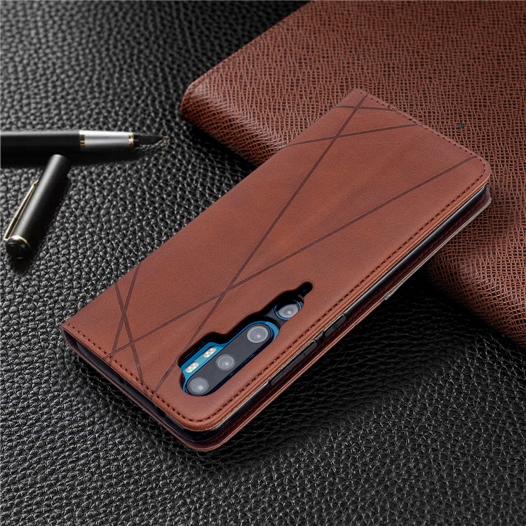Geometric Pattern Leather Stand Case with Card Slots for Xiaomi Mi CC9 Pro / Mi Note 10 / Mi Note 10 Pro - Coffee-9