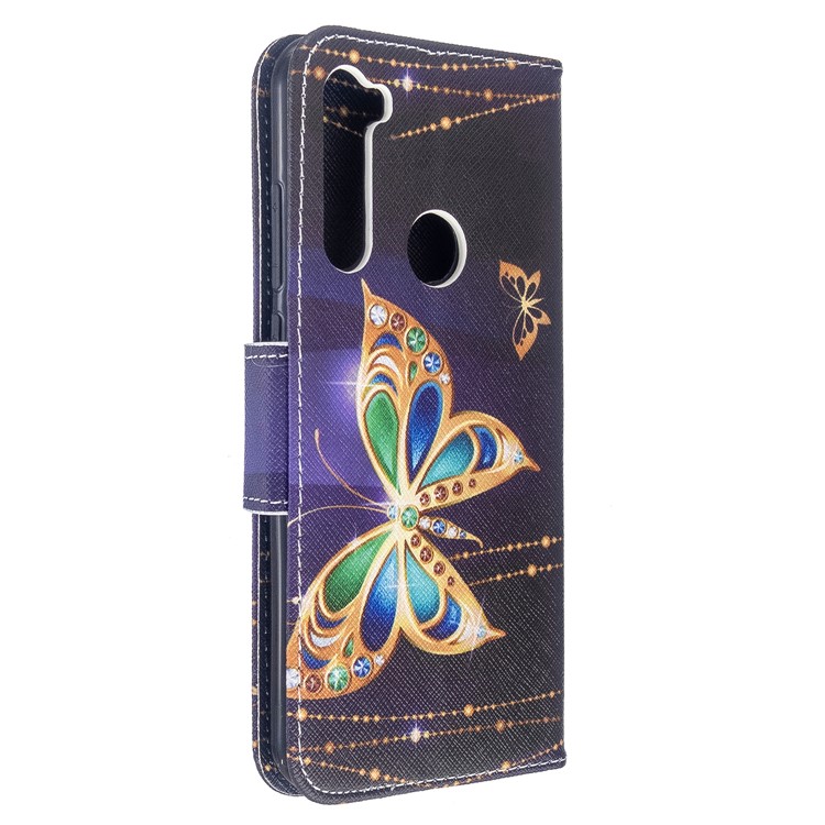 Pattern Printing Wallet Leather Flip Phone Cover for Xiaomi Redmi Note 8T - Gold Butterfly-3