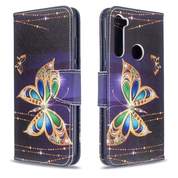 Pattern Printing Wallet Leather Flip Phone Cover for Xiaomi Redmi Note 8T - Gold Butterfly-4