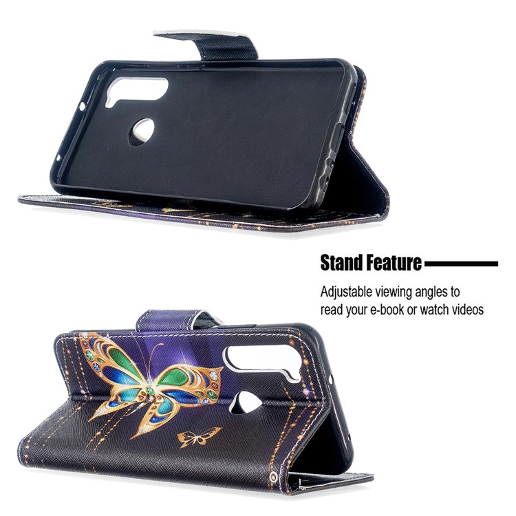 Pattern Printing Wallet Leather Flip Phone Cover for Xiaomi Redmi Note 8T - Gold Butterfly-5
