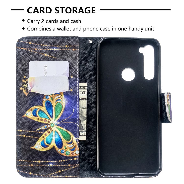 Pattern Printing Wallet Leather Flip Phone Cover for Xiaomi Redmi Note 8T - Gold Butterfly-6