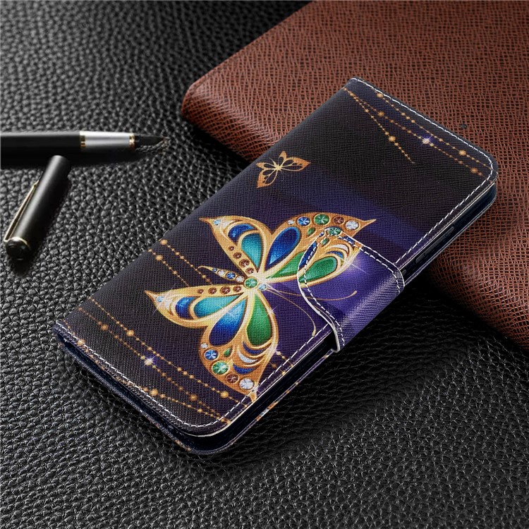 Pattern Printing Wallet Leather Flip Phone Cover for Xiaomi Redmi Note 8T - Gold Butterfly-7