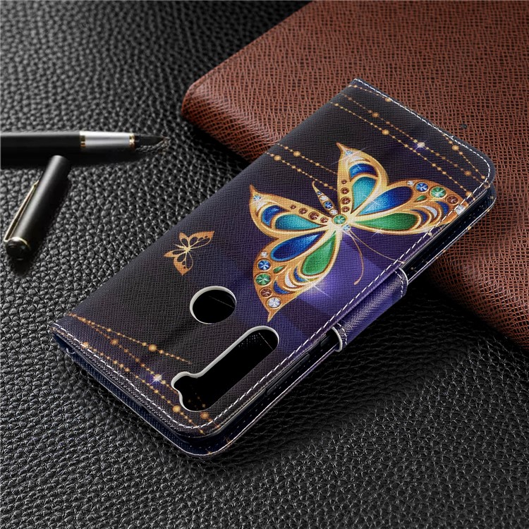 Pattern Printing Wallet Leather Flip Phone Cover for Xiaomi Redmi Note 8T - Gold Butterfly-8