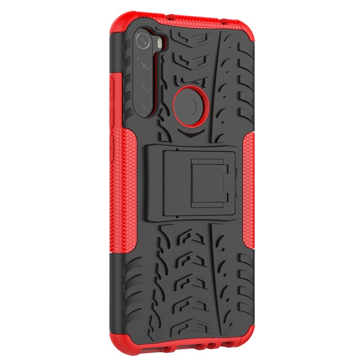 Caso Híbrido PC + TPU Anti-slip Con Kickstand Para Xiaomi Redmi Note 8T - Rojo