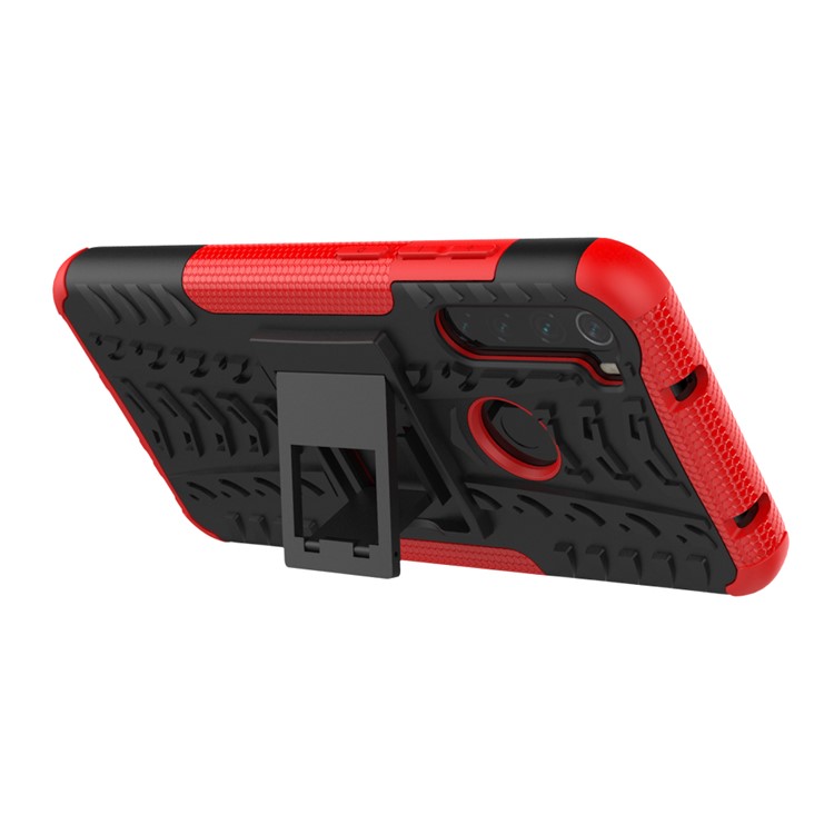 Caso Híbrido PC + TPU Anti-slip Con Kickstand Para Xiaomi Redmi Note 8T - Rojo