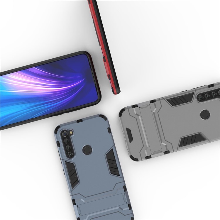 Caso Híbrido de Plástico + TPU Con Kickstand Para Xiaomi Redmi Note 8T - Negro