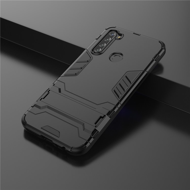 Caso Híbrido de Plástico + TPU Con Kickstand Para Xiaomi Redmi Note 8T - Negro