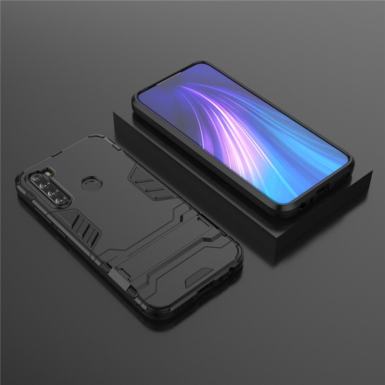 Caixa Híbrida de Plástico + TPU Com Kickstand Para Xiaomi Redmi Note 8T - Preto