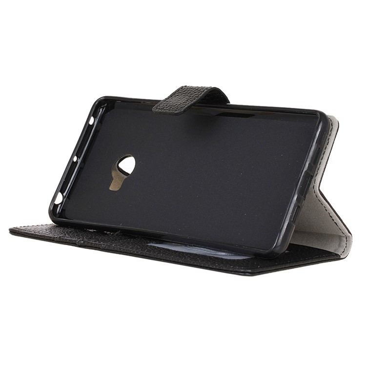 Litchi Texture Genuine Leather Wallet Cellphone Case for Xiaomi Mi Note 2 - Black-5