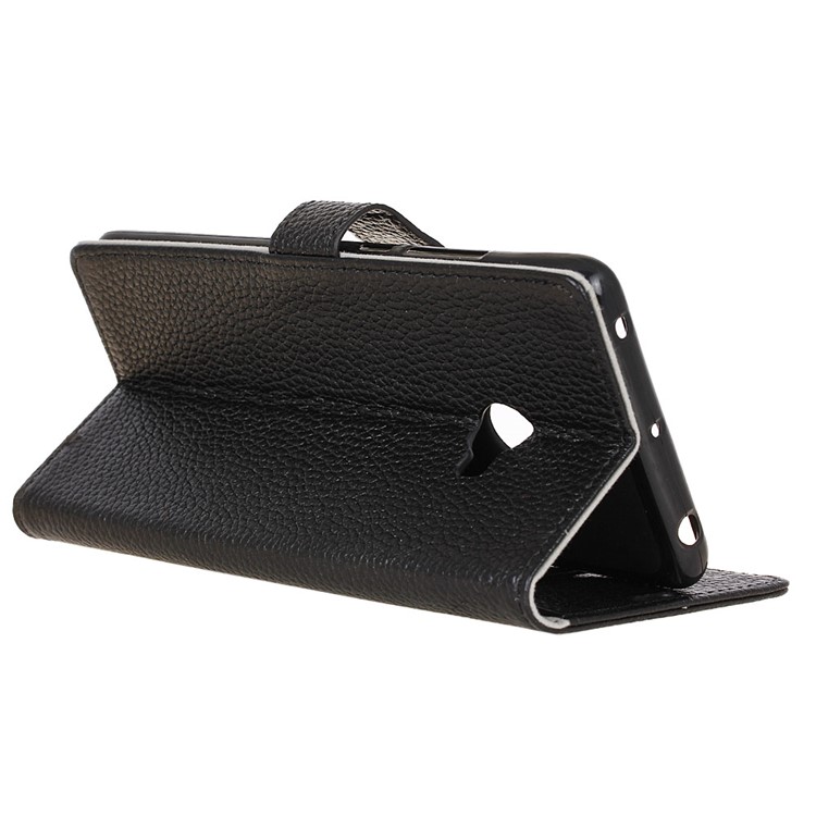 Litchi Texture Genuine Leather Wallet Cellphone Case for Xiaomi Mi Note 2 - Black-6