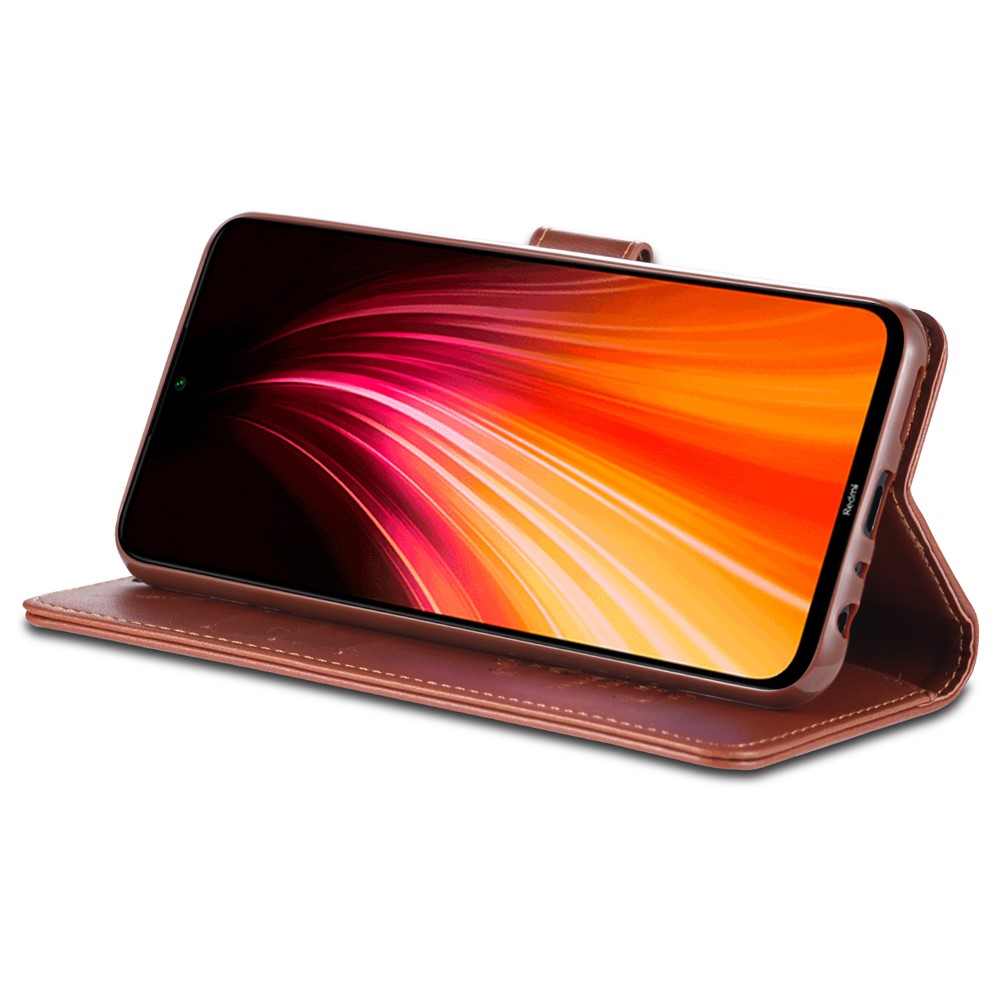 AZNS PU Leder Brieftaschenstand Telefonhülle Für Xiaomi Redmi Note 8t - Braun