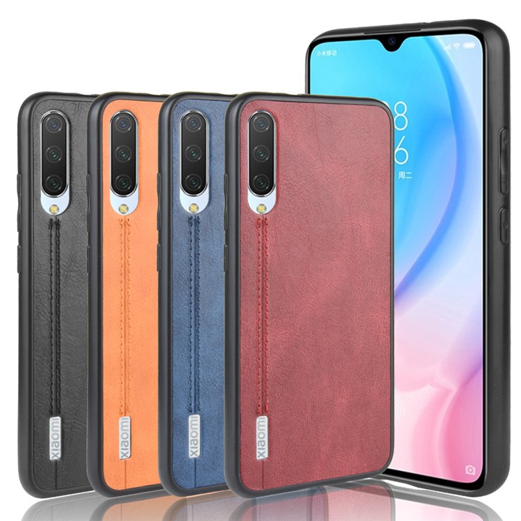 Leather Coated PC + TPU Hybrid Shell Cover for Xiaomi Mi CC9e/A3 - Black-7