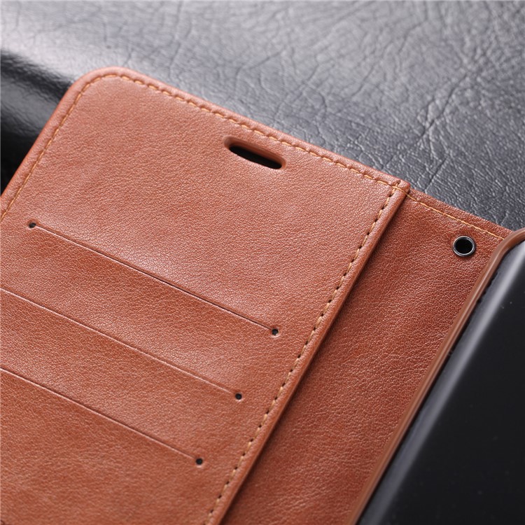 AZNS Leather Phone Cover Wallet Case for Xiaomi Mi CC9 Pro/Note 10 - Brown-10