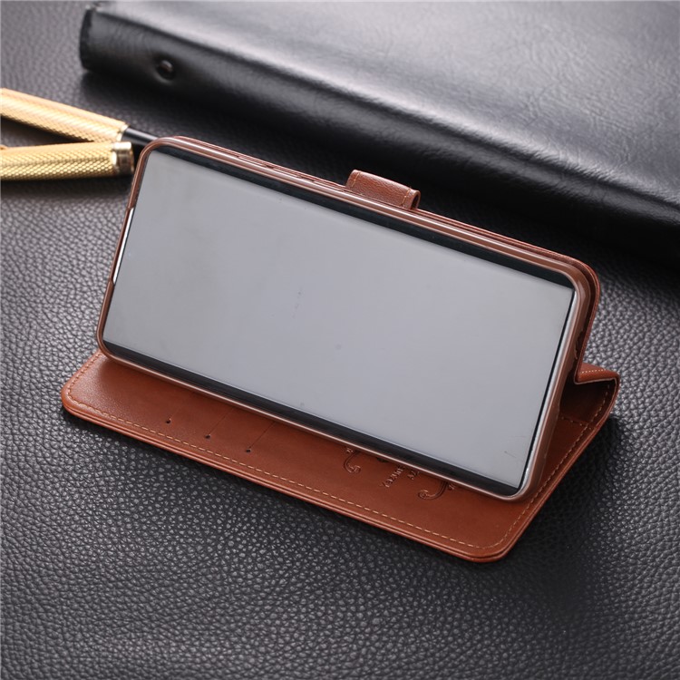 AZNS Leather Phone Cover Wallet Case for Xiaomi Mi CC9 Pro/Note 10 - Brown-13