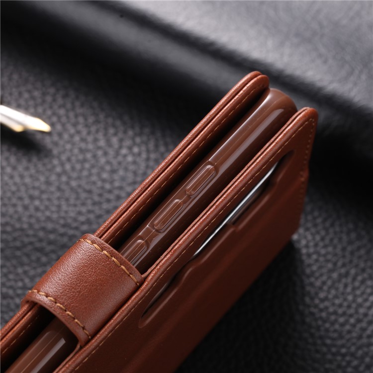 AZNS Leather Phone Cover Wallet Case for Xiaomi Mi CC9 Pro/Note 10 - Brown-7