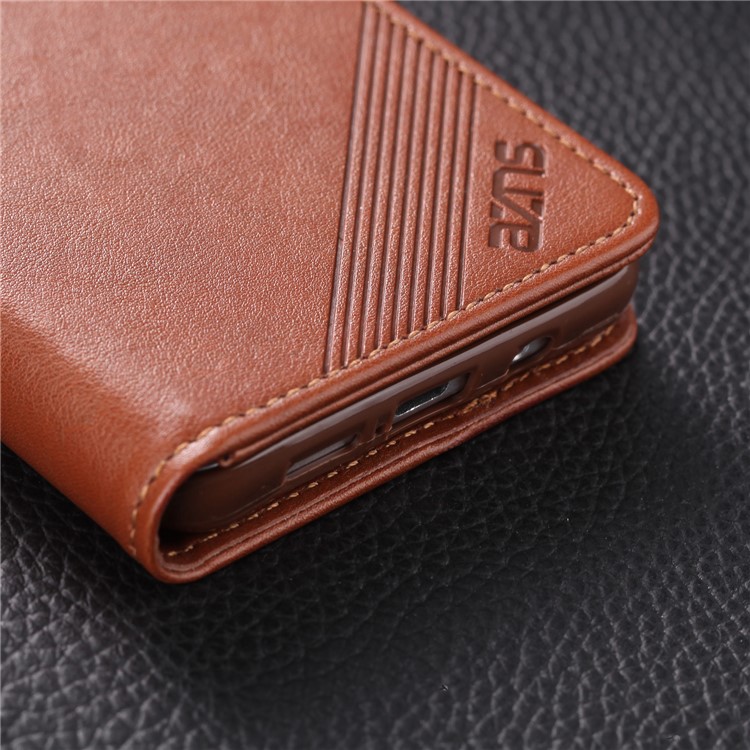 AZNS Leather Phone Cover Wallet Case for Xiaomi Mi CC9 Pro/Note 10 - Brown-8