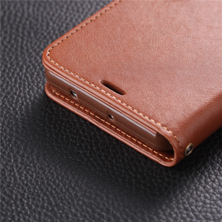 AZNS Leather Phone Cover Wallet Case for Xiaomi Mi CC9 Pro/Note 10 - Brown-9