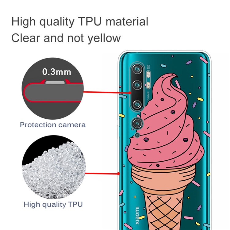 Impressão Padrão IMD TPU Tampa Do Telefone Macio Para Xiaomi Mi CC9 PRO / Mi Nota 10 - Sorvete-2