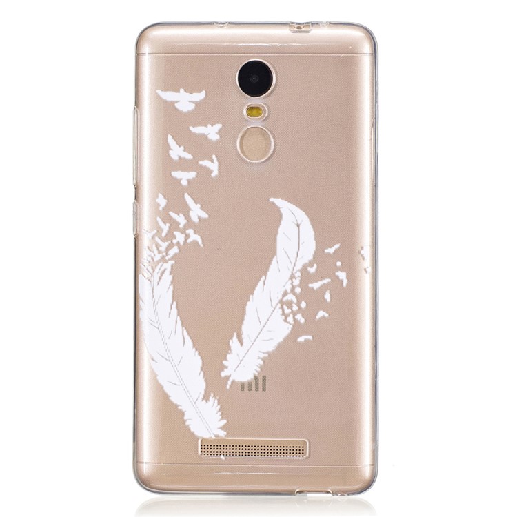 Embossed Pattern Printing TPU Case for Xiaomi Redmi Note 3 / Note 3 Pro - White Feathers-1