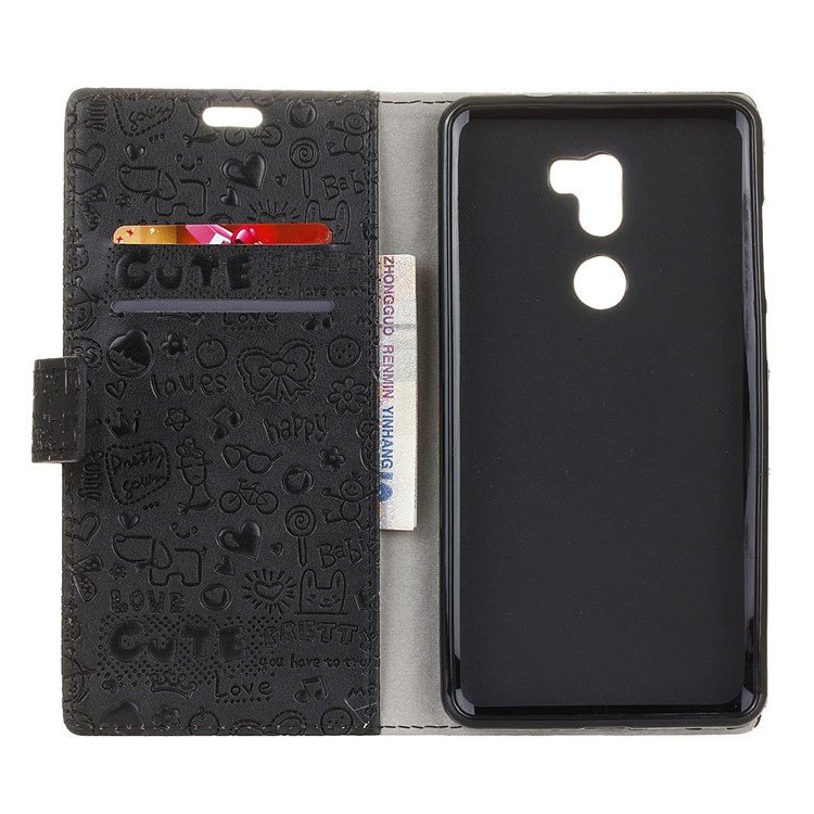 Cartoon Graffiti Wallet Phone Case (PU Leather + TPU) for Xiaomi Mi 5s Plus - Black-3