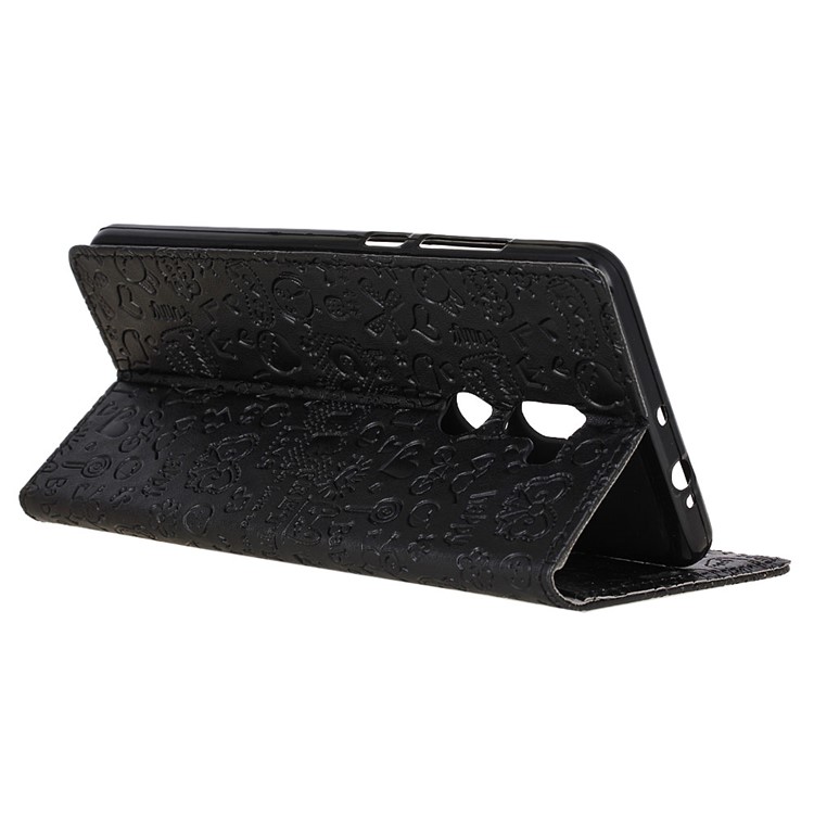 Cartoon Graffiti Wallet Phone Case (PU Leather + TPU) for Xiaomi Mi 5s Plus - Black-5