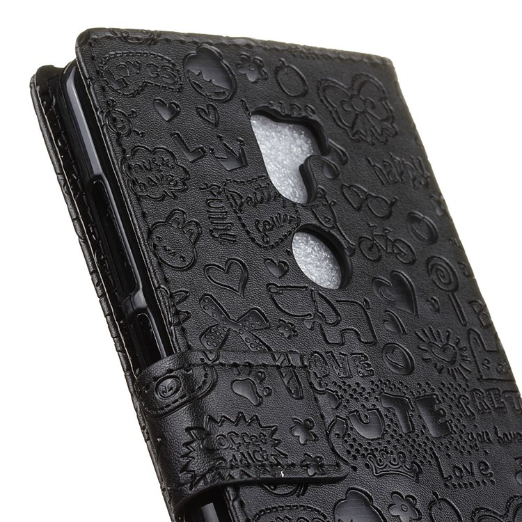 Cartoon Graffiti Wallet Phone Case (PU Leather + TPU) for Xiaomi Mi 5s Plus - Black-7