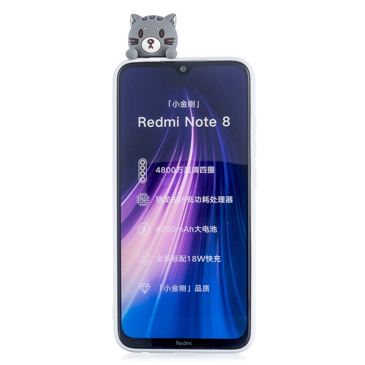 3D Animal Doll Decor TPU Back Case Cover for Xiaomi Redmi Note 8T - Cat-3