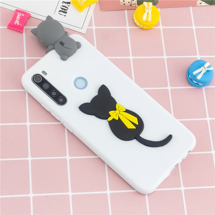 3D Animal Doll Decor TPU Back Case Cover Für Xiaomi Redmi Note 8t - Katze