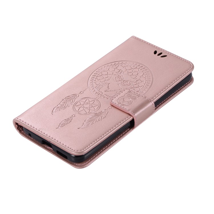 Imprinted Dream Catcher Owl Leather Wallet Case for Xiaomi Redmi 8 - Rose Gold-3