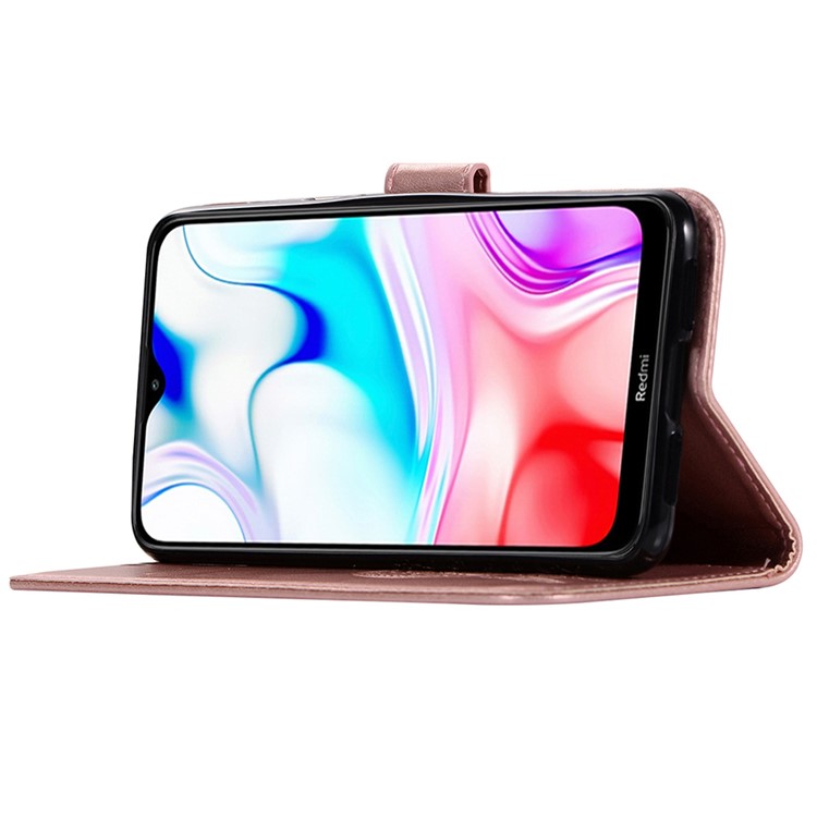 Catadero de Billetera de Cuero de Búho de Ensueño Impreso Para Xiaomi Redmi 8 - Oro Rosa-9