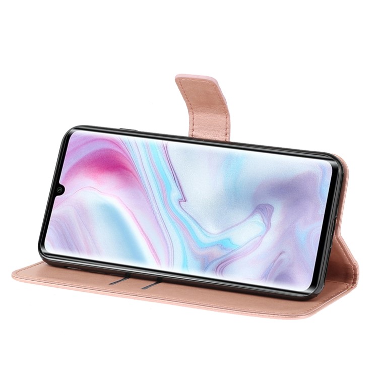 Flor De Borboleta Caixa De Couro Carteira Marca Para Xiaomi Mi Nota 10 / Nota Mi 10 Pro - Rosa Ouro-4
