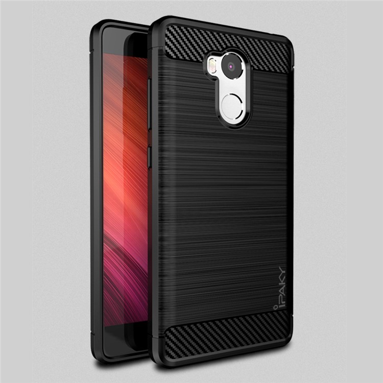 IPAKY Shockproof Brushed TPU Gel Shell Case for Xiaomi Redmi 4 - Black-2